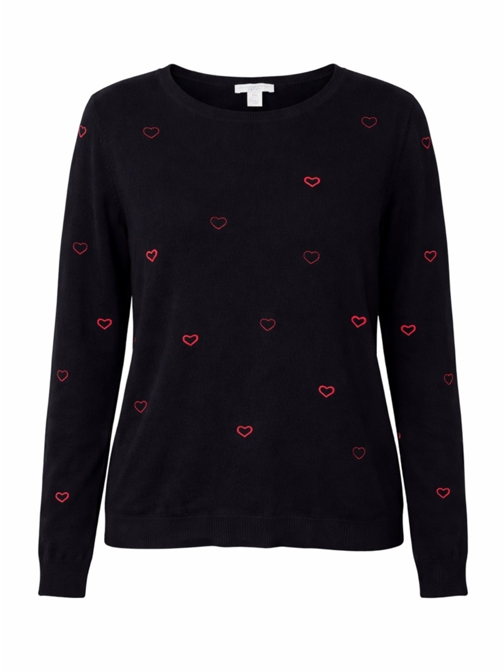 Black Heart Embroidered Knit Sweater –XL petite